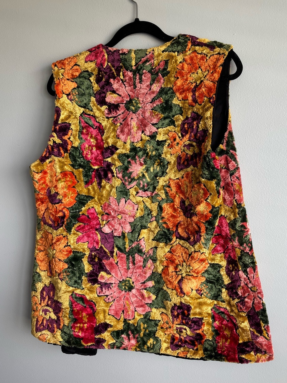 Vintage 1970s Flower Power Carpet Tapestry Vest Women’s Medium - Picture 6 of 16